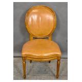 Louis XVI style fruitwood & leather accent chair