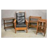 Group of Stickley style oak furniture