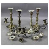 Set of 4 Georgian style silver plated candlesticks