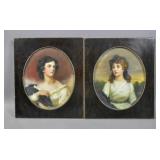Pair of Neoclassical style portraits of women