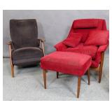 2 Mid Century Modern walnut armchairs