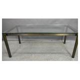 Mid Century style glass & brass dining table