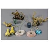 Group of rose quartz service bell pulls;