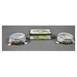 Pair of English enamel open salts;