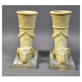 Pair of composition stone cornucopia vases