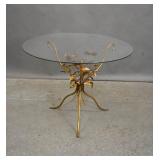 Gilt-metal & glass floral-form center table