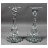 Pair of cut glass candlesticks