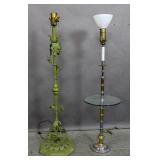 Two metal floor lamps