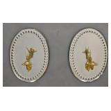 Pair of  gilt-metal mirror back sconces