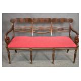 Regency style mahogany 3-seat bench