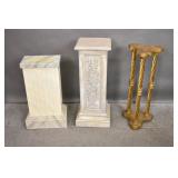 3 Painted wood stands