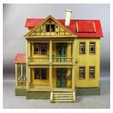 Vintage painted wood doll house;