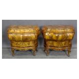 Pair of Continental olivewood commodes