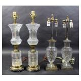 2 Pairs of pressed glass lamps