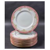 Set of 12 English porcelain dinner plates