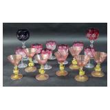 Set of 7 Murano glass champagne glasses;