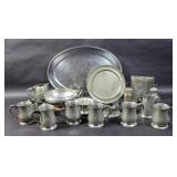 Group of pewter and metal table wares