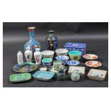 Group of Asian style enamel and ceramic articles