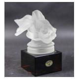 Bohemia glass goldfish on amber glass plinth