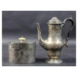 English silver tea caddy;