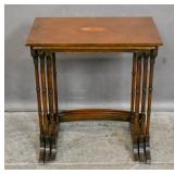 Faux bamboo mahogany & inlaid nesting tables