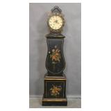 Floral painted tall case clock