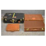2 Vintage leather suitcases;