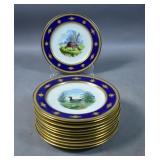 Set of 11 Mintons bird plates