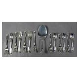 Partial set of sterling silver forks & spoons;