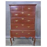 American Queen Anne red painted highboy