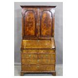 Georgian style walnut secretary bookcase