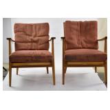 Pair Knoll Antimott Spindle Lounge Chairs