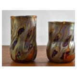 Two Stuart Abelman Iridescent Glass Vases