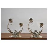 Pair Danish Sterling Two-Light Candelabra