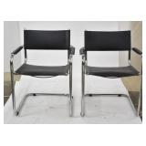 Pair of Modern Black Metal Captains Chairs