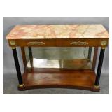 Empire style mahogany marble top console