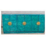 Chinese style blue lacquered cabinet