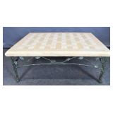 Green painted metal low table