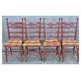 Set of 4 painted slat-back chairs