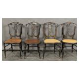 4 Victorian black painted side chairs