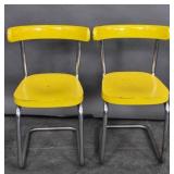 Pair of Thonet style yellow painted chairs