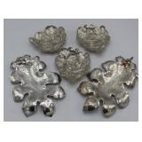 5 silver plated leaf-form table articles