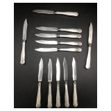 Set of 12 sterling silver handled fish knives