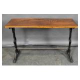 Iron and wood trestle bar table