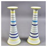 Pair of Tiffany & Co este ceramiche candlesticks