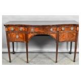 George III inlaid mahogany serpentine sideboard