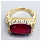 14kt gold, ruby and diamond ring