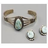 Turquoise and silver bracelet;