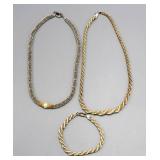 2 Gold plated silver necklaces;