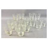 Group of Crystal and etched old fashioned glasses